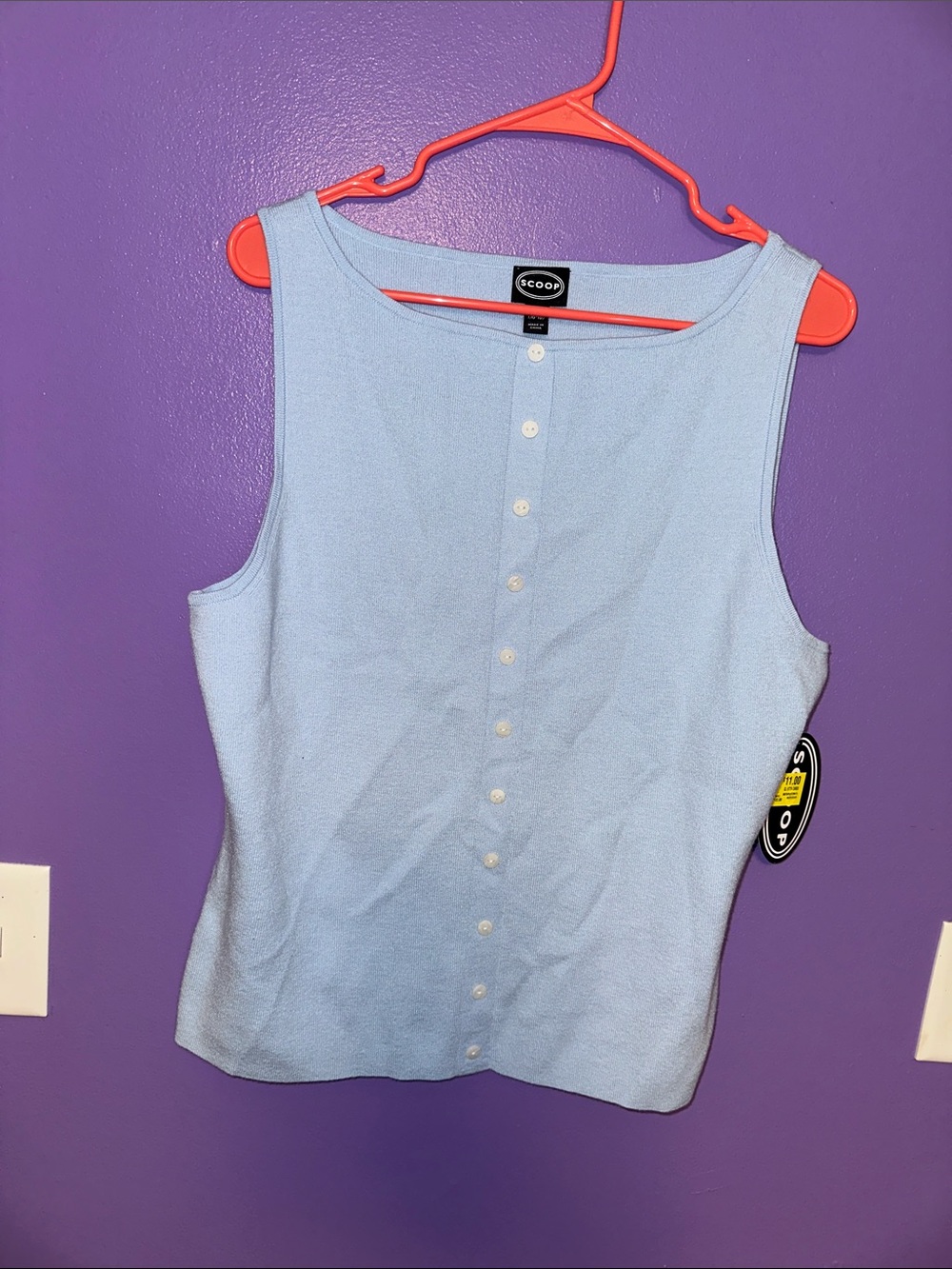Scoop Light Blue Button-Front Sleeveless Tank